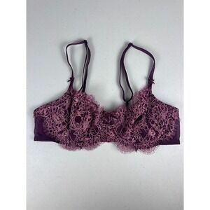 Victorias Secret Dream Angels Purple Lace Metallic‎ Unlined Push Up Bra 36B